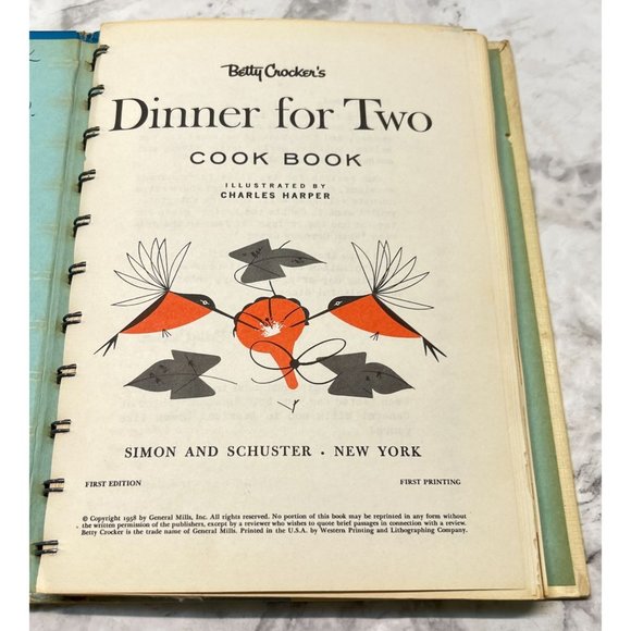 Vintage Betty Crockers Dinner for Two Cookbook 1958 1st Ed 1st Print Recipes - Picture 2 of 13